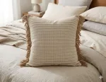 ALMOHADON TRAMA RAYITA Y FLECO 50 x 50