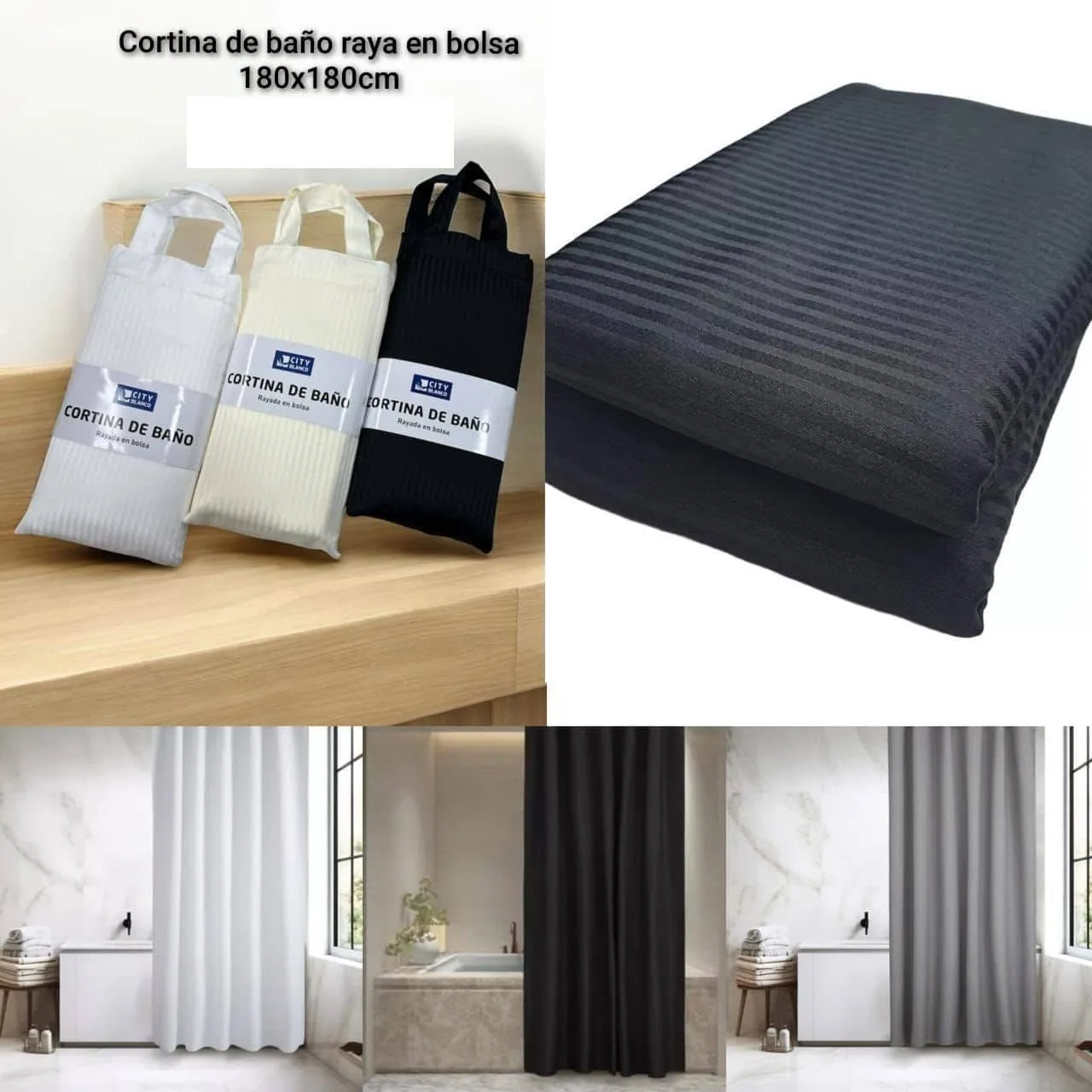 CORTINA BAÑO RAYADA C/ BOLSA CITY CORTINA BAÃO RAYADA C/ BOLSA CITY CITY Cortinas