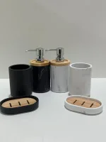 SET BAÑO MARMOL/MADERA 3 PZAS CONCEPTO