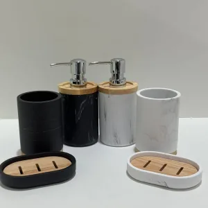 SET BAÃO MARMOL/MADERA 3 PZAS CONCEPTO Conc. Deco Accesorios