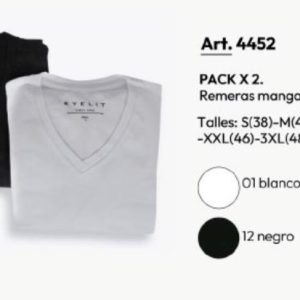 REMERA M/C ESCOTE V x 2 (4452) EYELIT