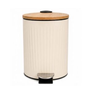 CESTO METALICO TAPA MADERA COCINA